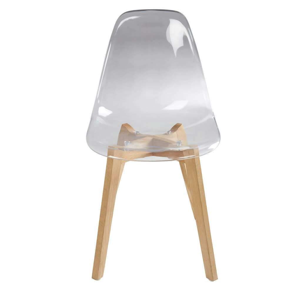 Ice - Chaise style scandinave transparente et chêne