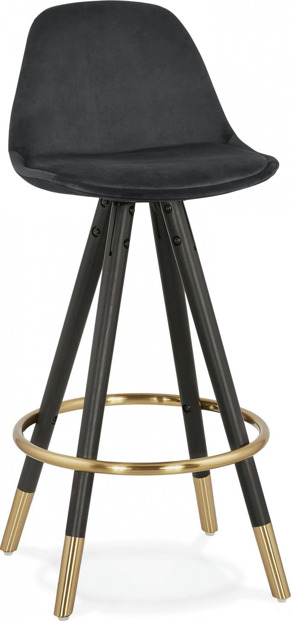 CARRY MINI - Tabouret de bar Tissu Noir H. assise 65 cm rembourré