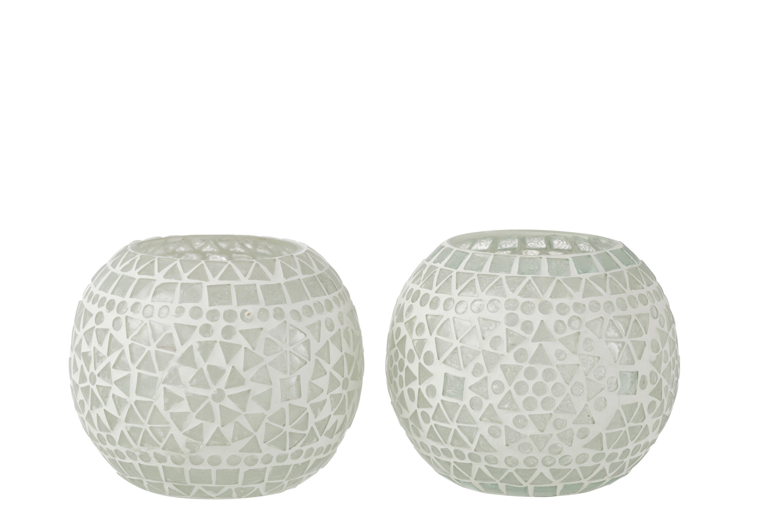 J-Line kaarshouder Eki Mozaiek - glas - wit - large - 2 stuks