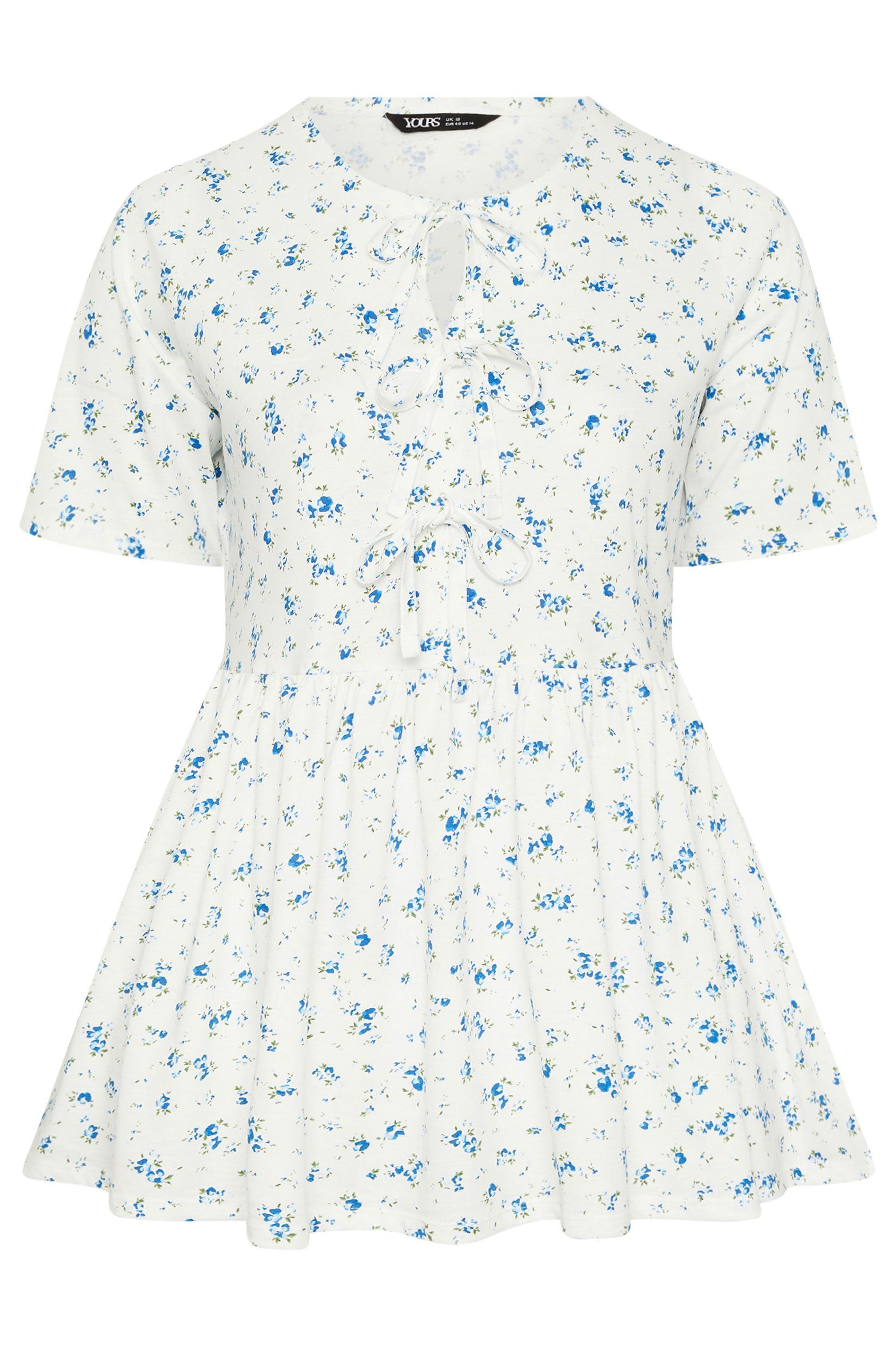Yours Floral Bow Front Peplum Top