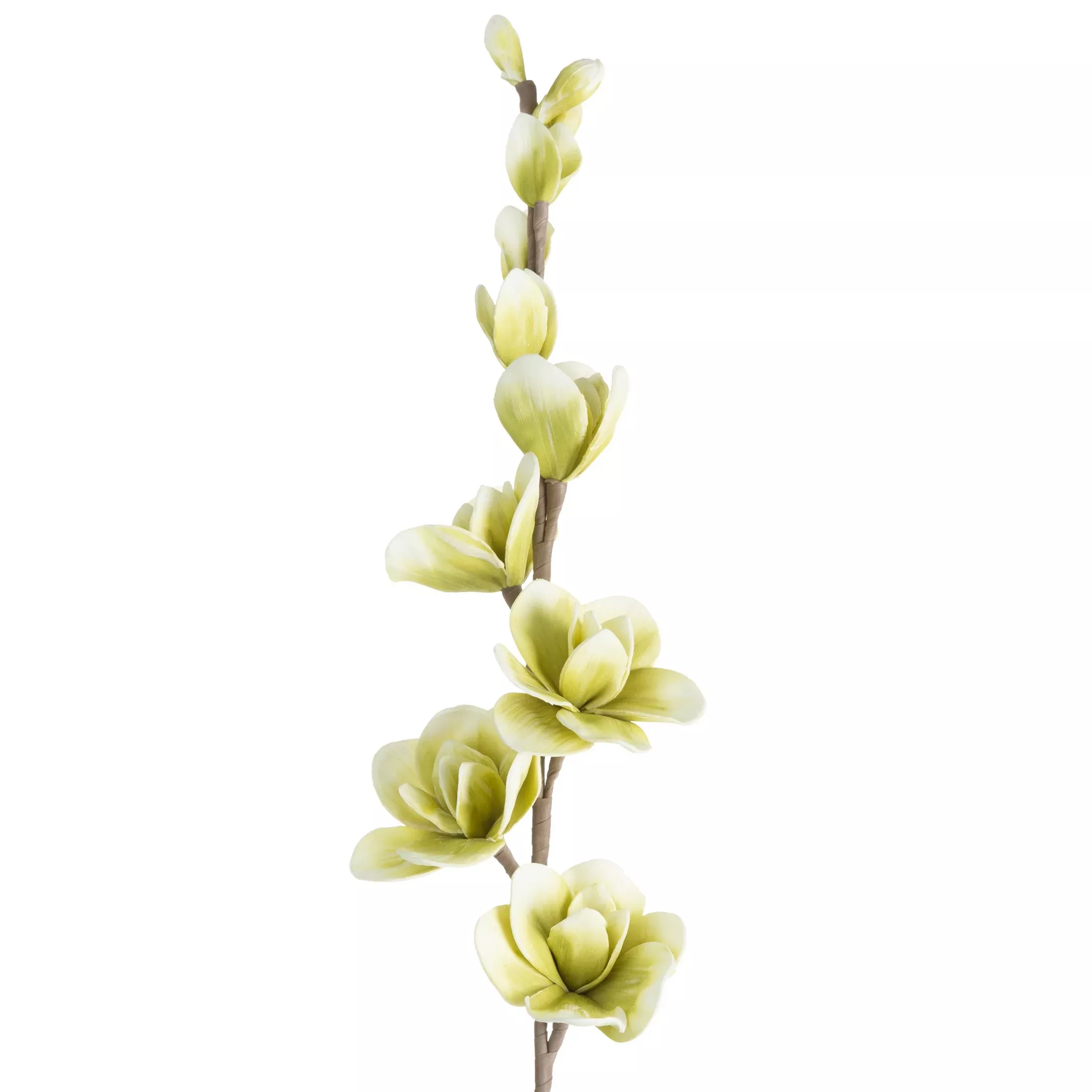 Kwiat sztuczny magnolia zielony z pianki foamiran 104 cm