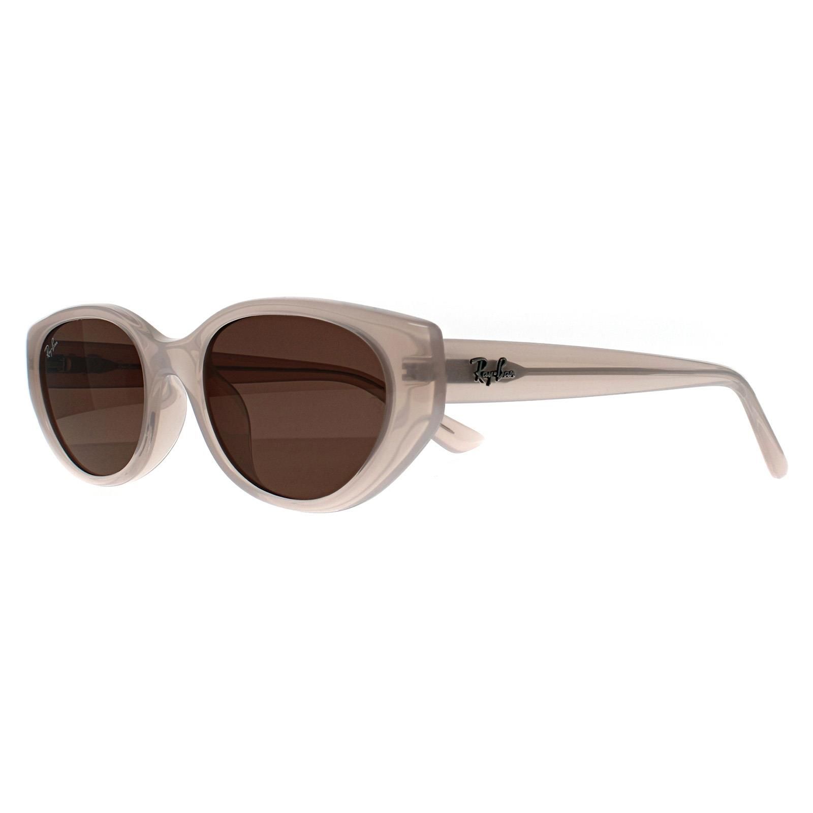 Ray-Ban Oval Polished Opal Beige Dark Brown RB4457D Bio Based