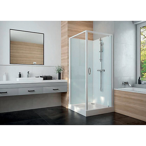 Cabine de douche Izi Glass2 Leda - Carrée - Portes pivotantes - Verre transparent - 80 x 80 cm
