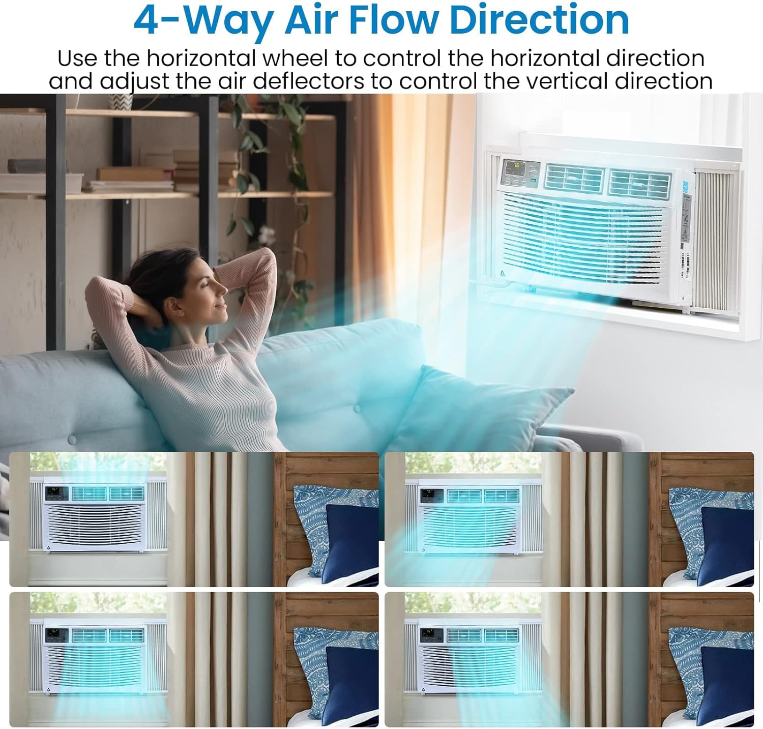 8000 BTU Window Air Conditioner with WiFi, Window AC Unit 110-115V Cools Up to 350 Sq. Ft., Energy Saving with Remote & App Control & Timer Function, Perfect for Small Rooms, Living Room, Office
