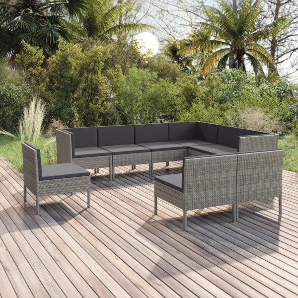 Zestaw wypoczynkowy do ogrodu Szary Technorattan 3x narożna   6x sofa
