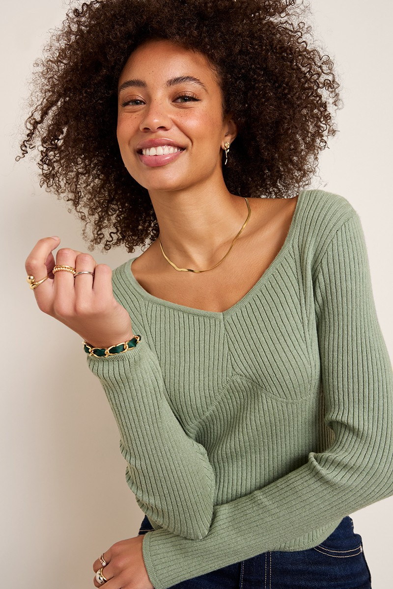 Stacy Rib Knit Sweater