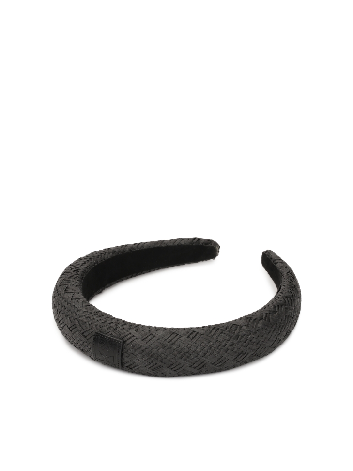 Black braided paper straw headband