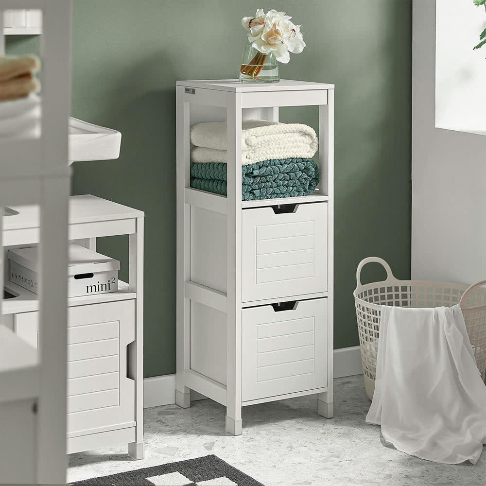 - Meuble demi-colonne effet bois blanc