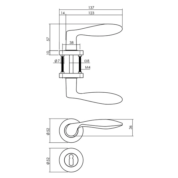 Türdrücker »George«, D.52x10 mm BB-Rosetten