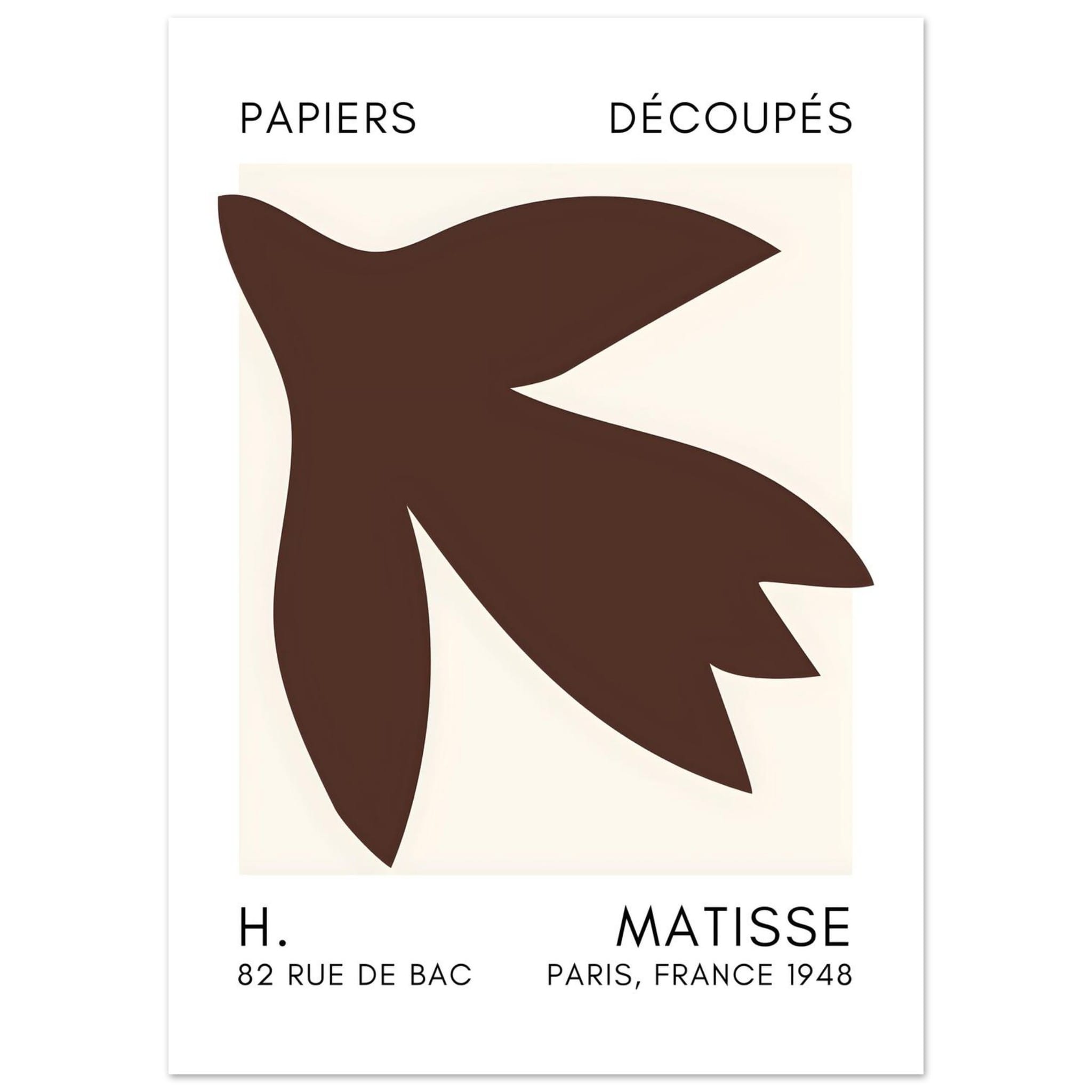 Artfulprints Poster Matisse – Shapes in the air brown  - 50x70 cm - Bruin
