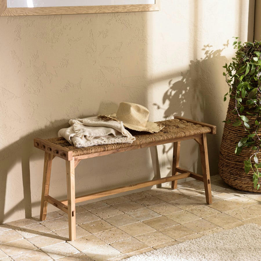 ALIDA - Banc assise en tissage d'abaca naturel L100
