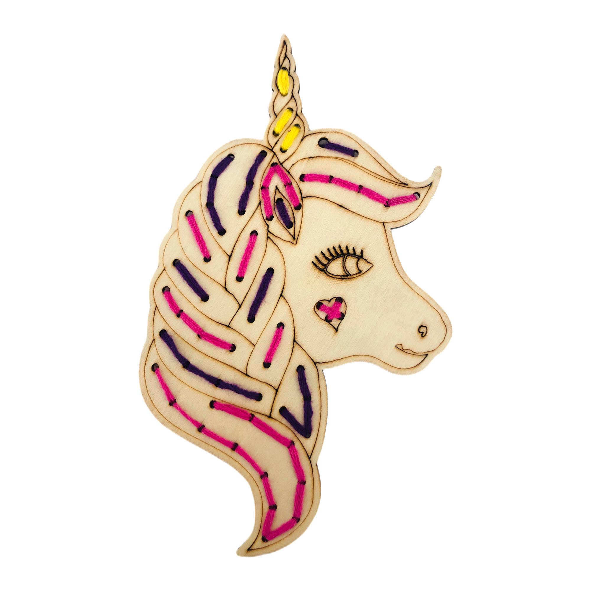 Unicorn Head Wooden Threading Kit
