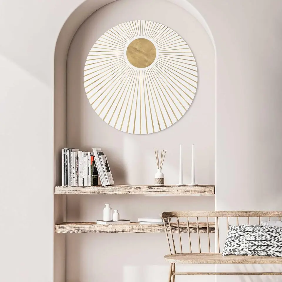 Glasschilderij Zon - &Oslash; 70 - Goudkleurig