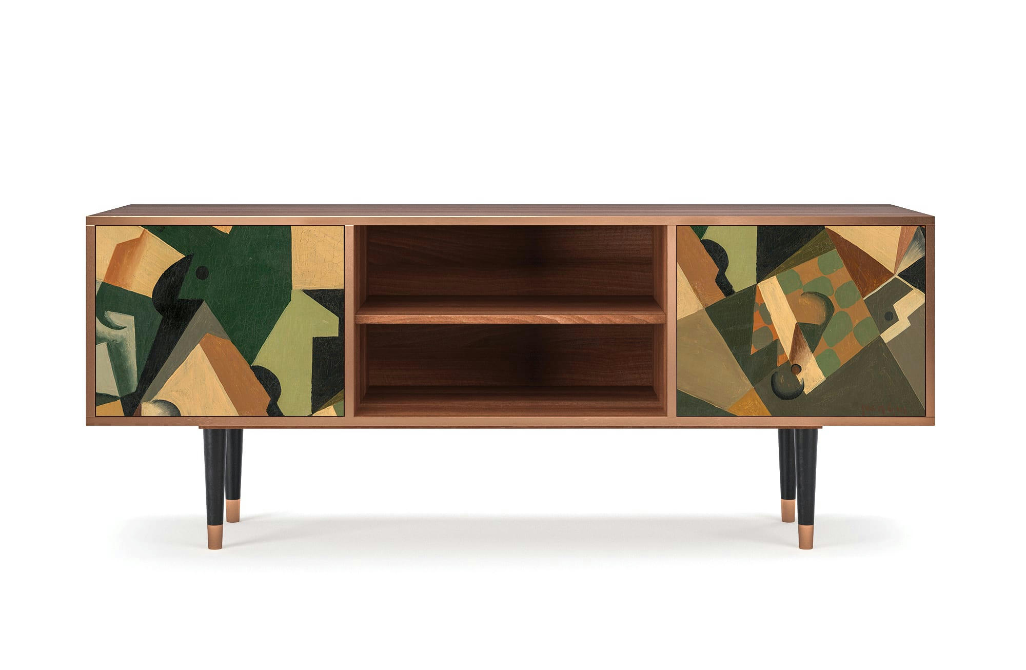 GLASS AND CHECKERBOARD BY JUAN GRIS - Meuble TV  multicolore 2 portes L 170 cm