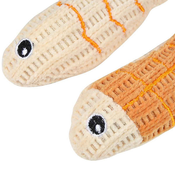 Lot de 2 jouets peluche poisson pour chat (12 cm - Jaune moutarde)