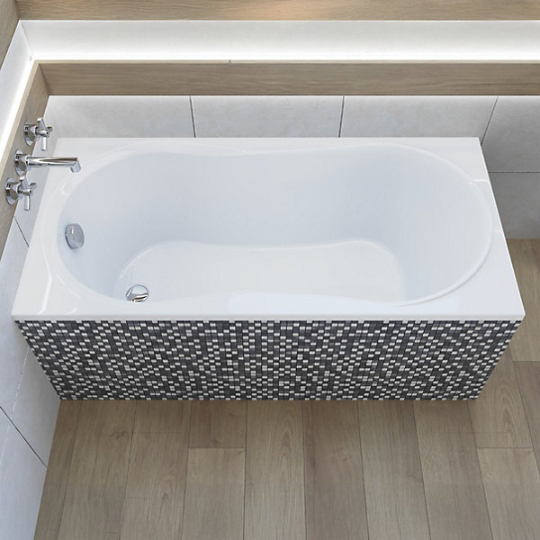 Baignoire rectangulaire 140 x 70 GRACJA acrylique blanc   Support stabilisateur en polystyrène   Pieds   Vidage à chromé
