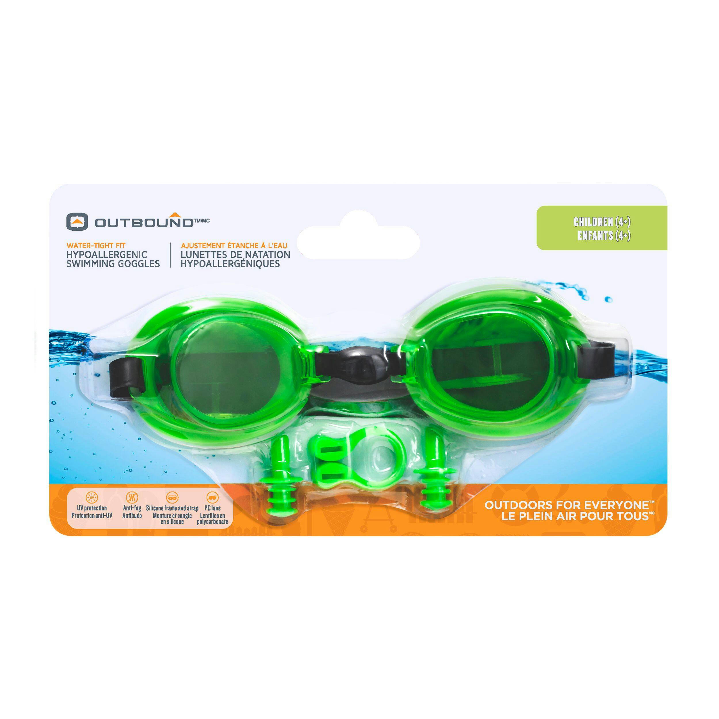 Outbound Anti-Fog UV-Protected Kids' Swim Goggles, Green, Ages 4+