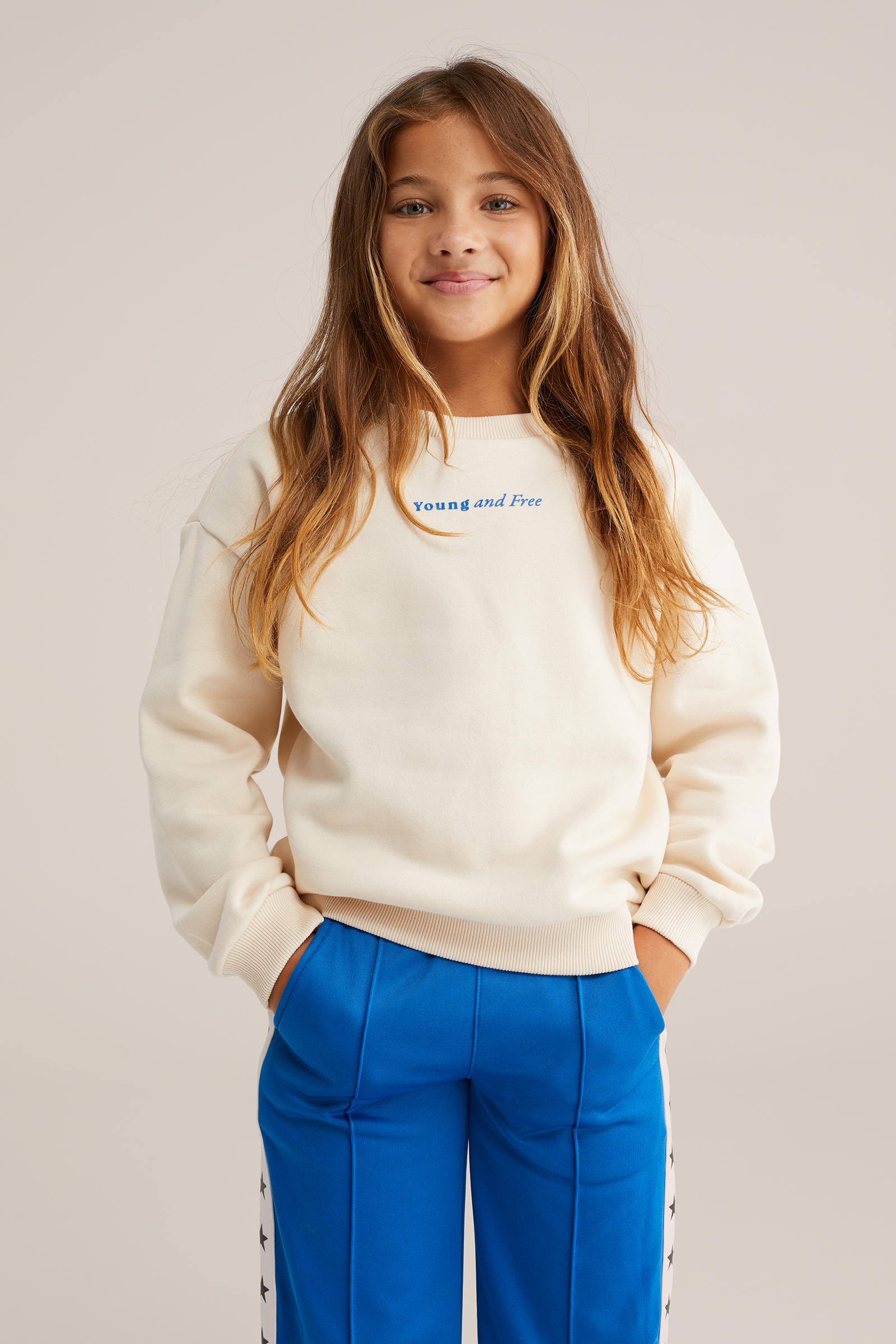 Meisjes oversized sweater met opdruk