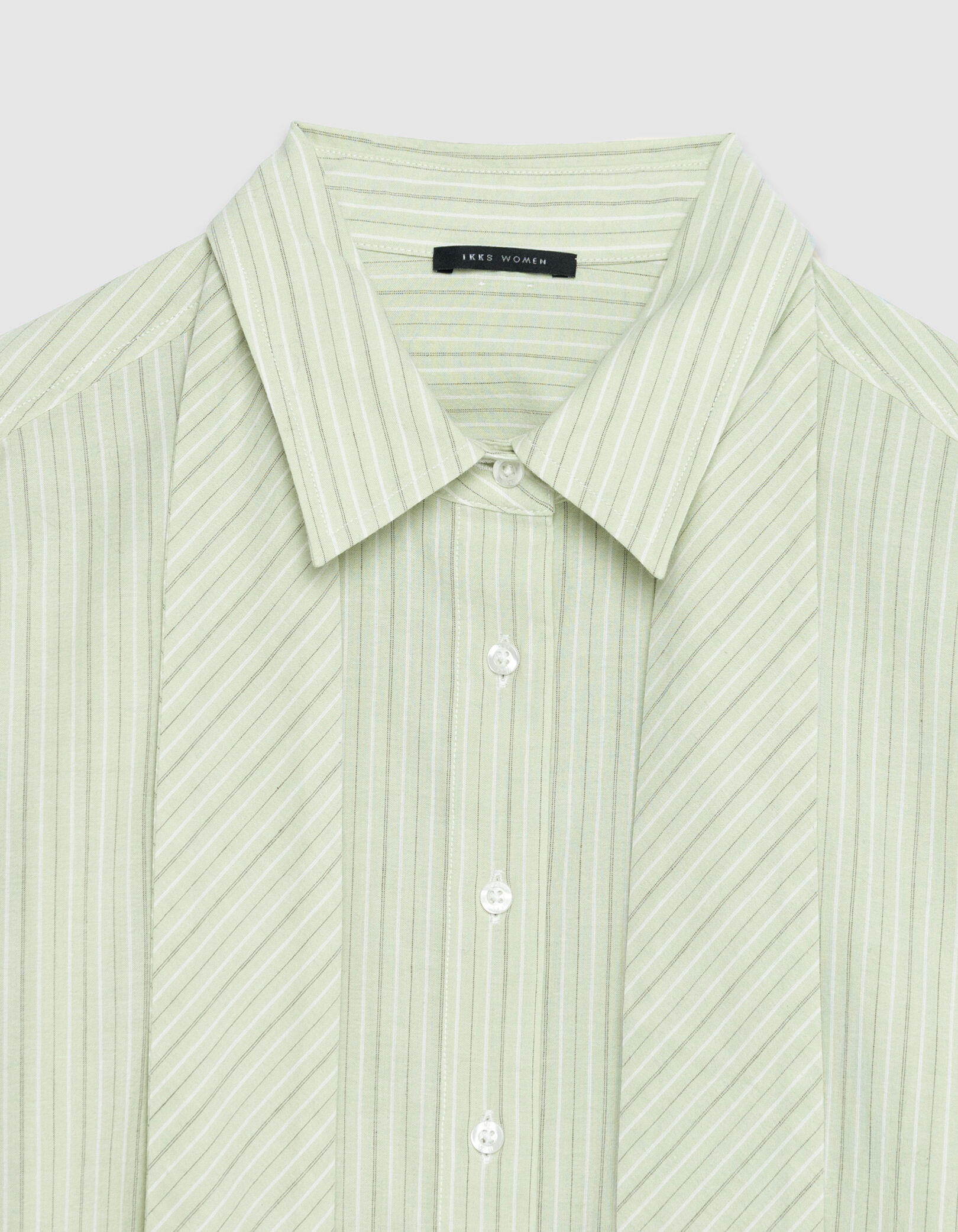 Chemise verte à rayures avec cravate Femme