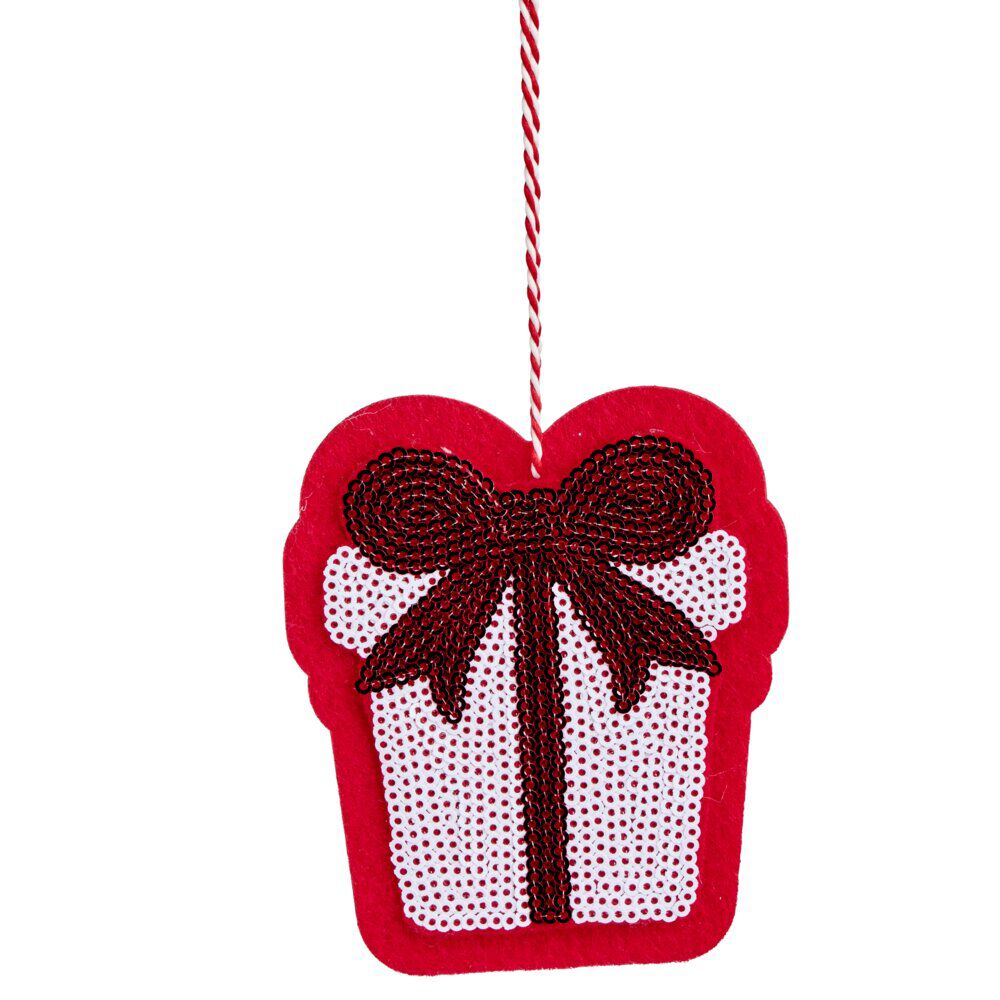 Cadeau de No&euml;l à sequins à suspendre L11,5cm (2 modèles)