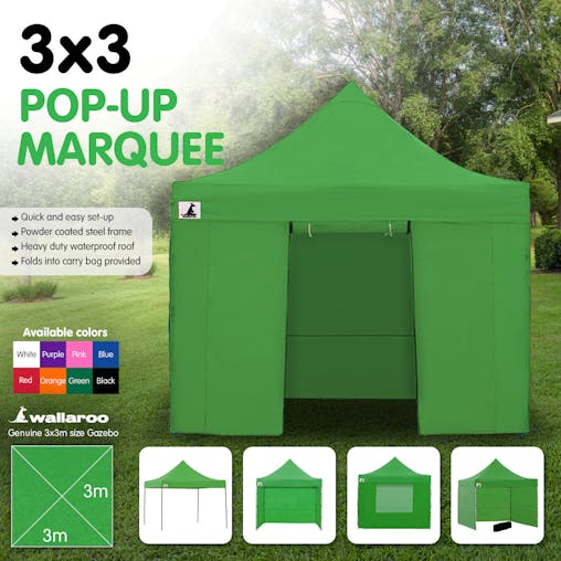 NNEDPE Gazebo Tent Marquee 3x3 PopUp Outdoor Wallaroo - Green