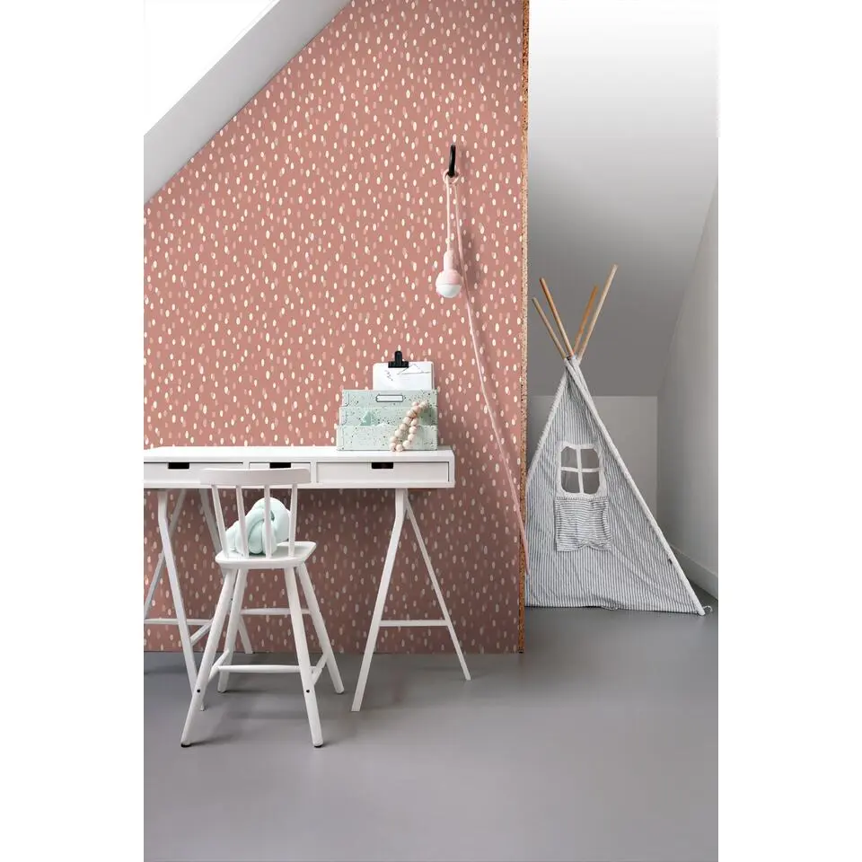 ESTAhome behang stippen oudroze - 50 x 900 cm
