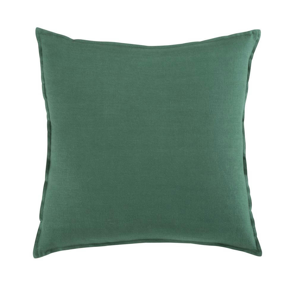 - Coussin en lin lavé vert basilic 60x60