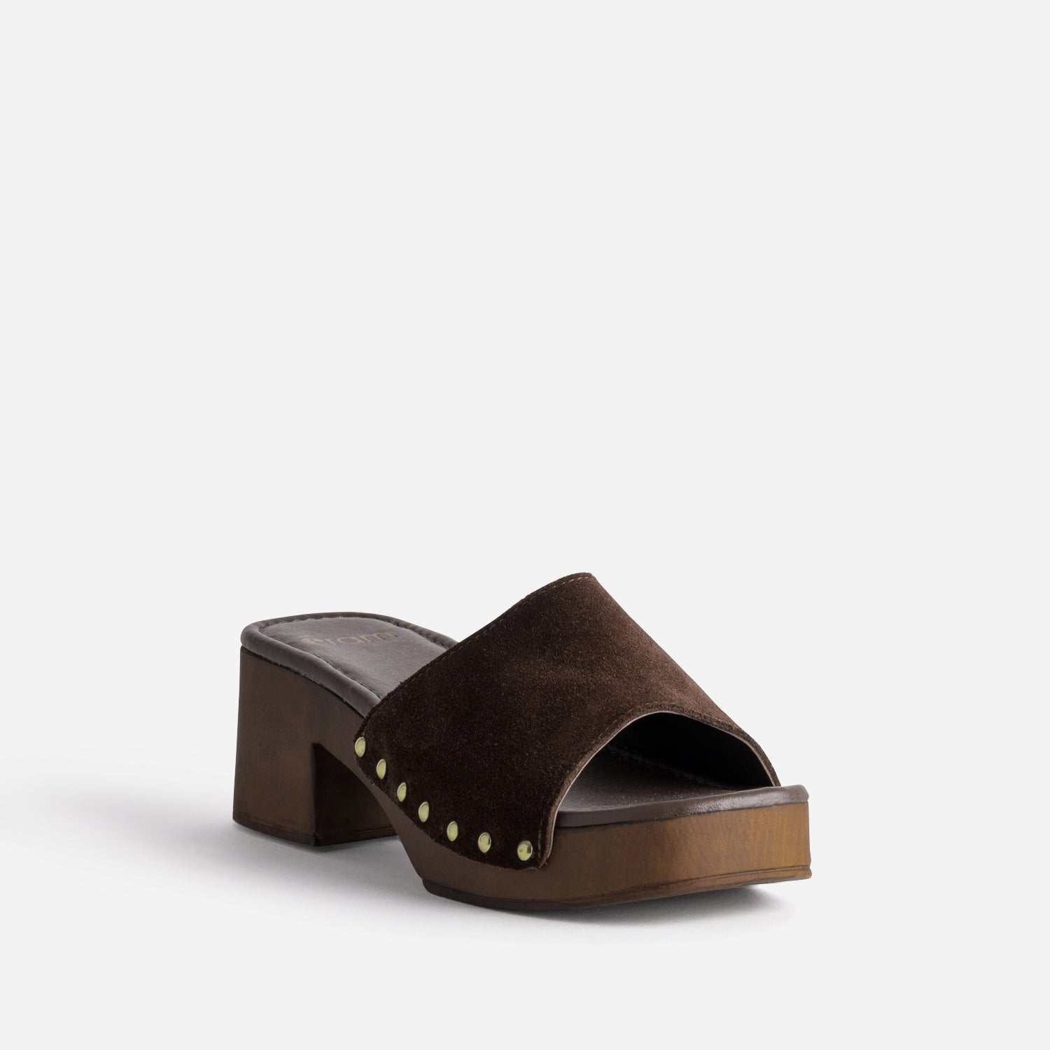Mule marron cuir velours