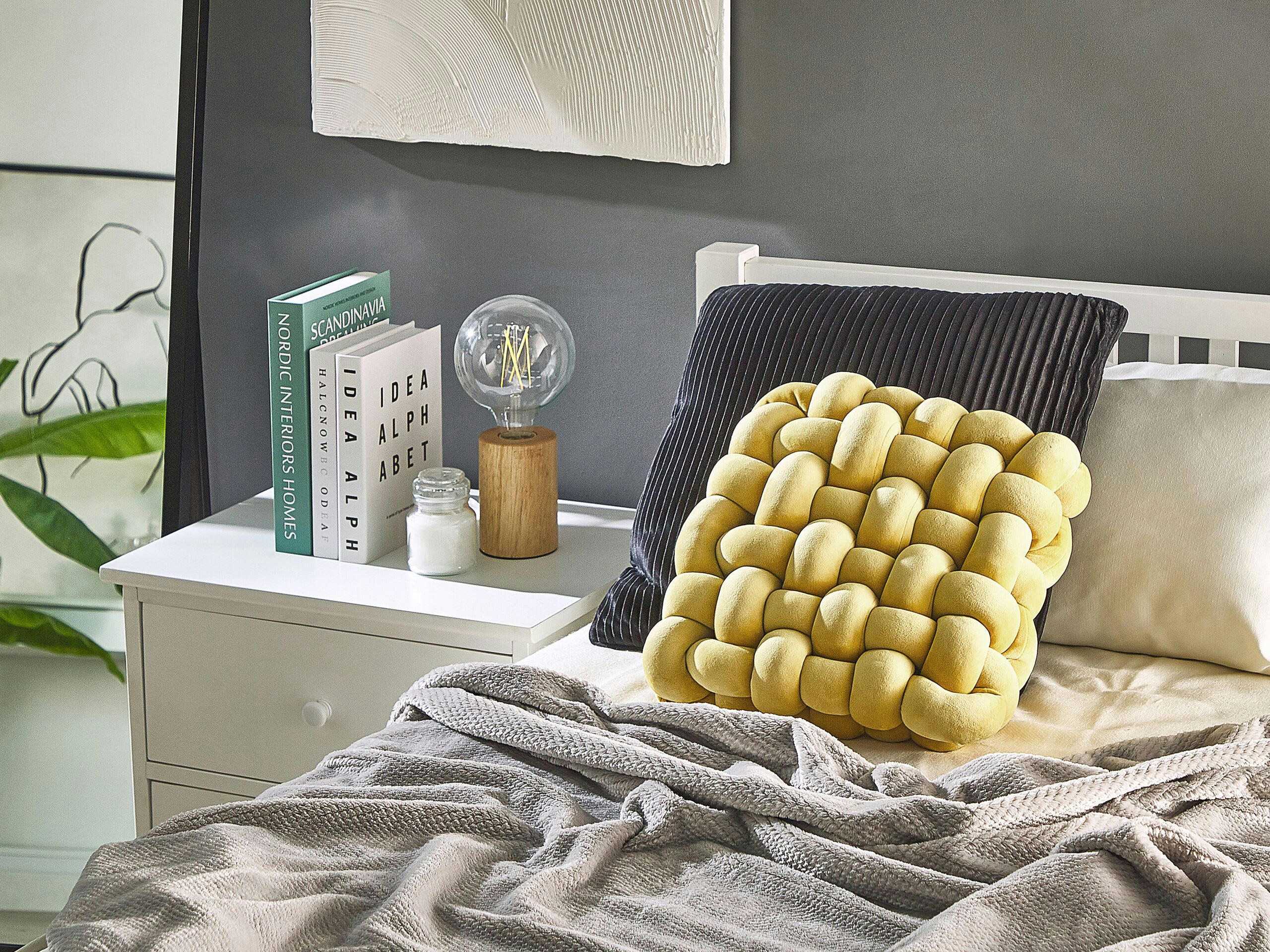 SIRALI - Coussin décoratif en tissu jaune 30x12cm