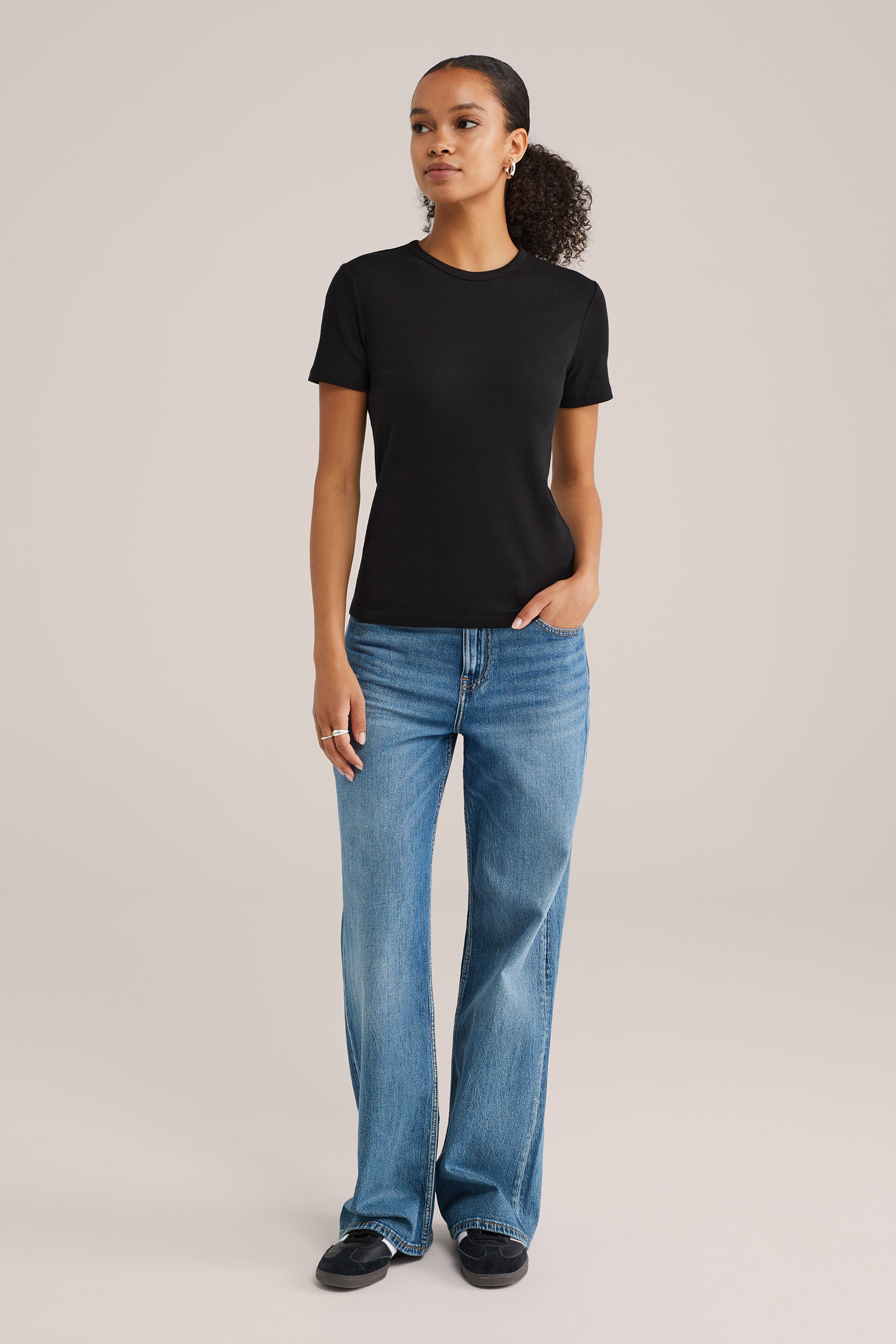 Dames T-shirt van ribstof