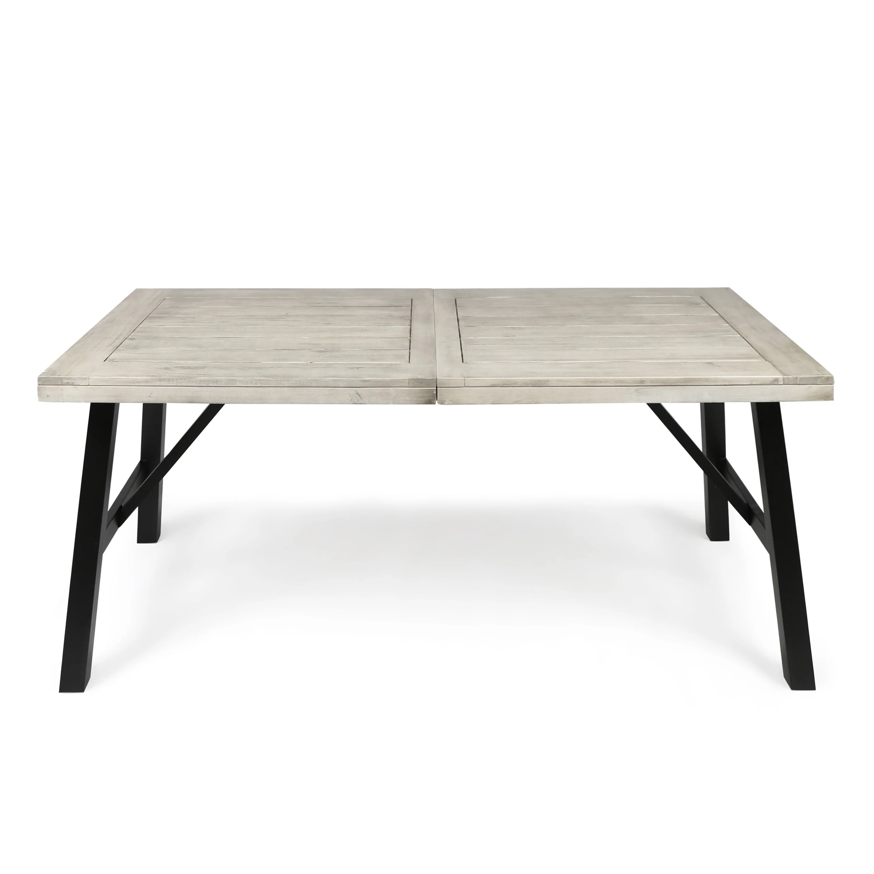 Wren Outdoor Dining Table, Rectangular 71 Inch Gray, Black Acacia Wood