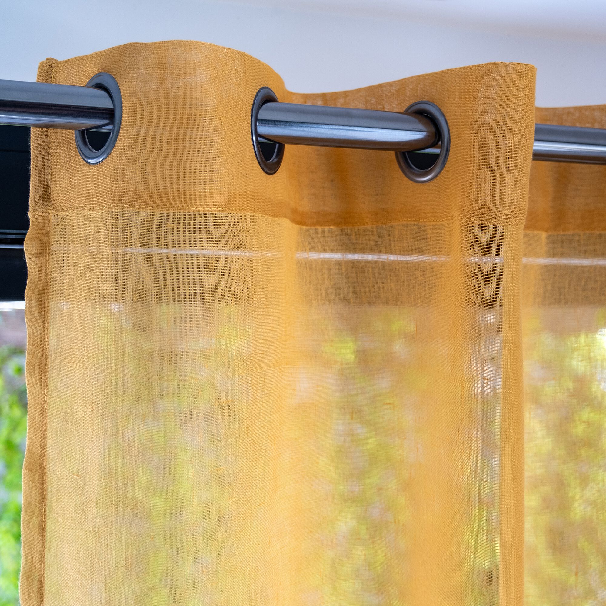 DUNE - Voilage à œillets en polyester 135x250cm - jaune argan