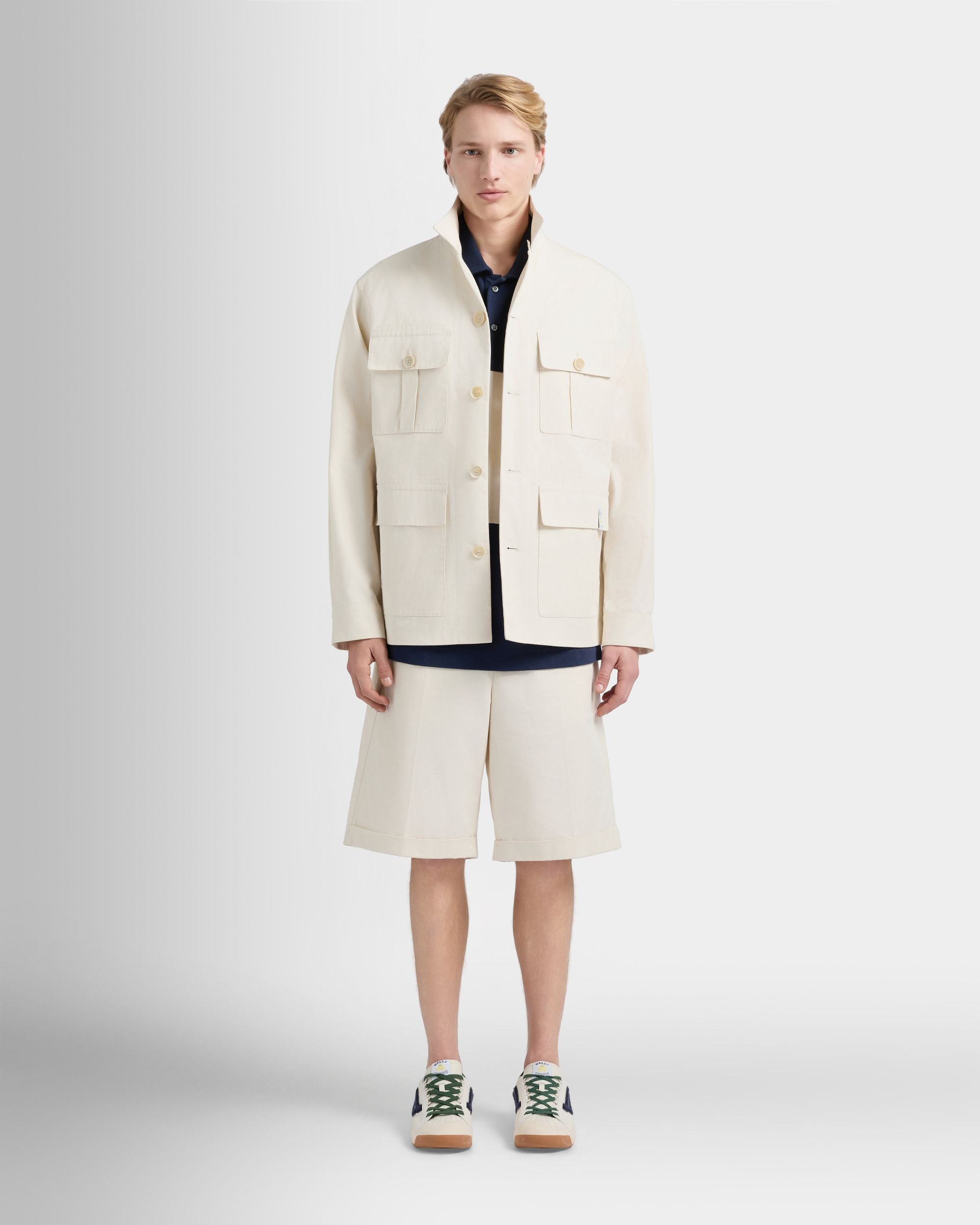 Saharajacke aus Baumwolle in Elfenbein aus der Tennis Kollektion