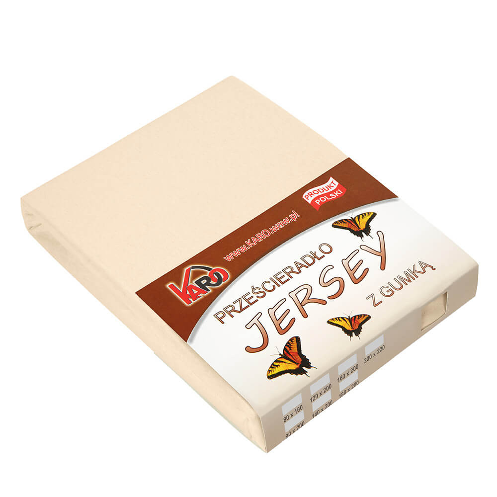 Prześcieradło jersey z gumką 80x160 beżowe jasne KARO