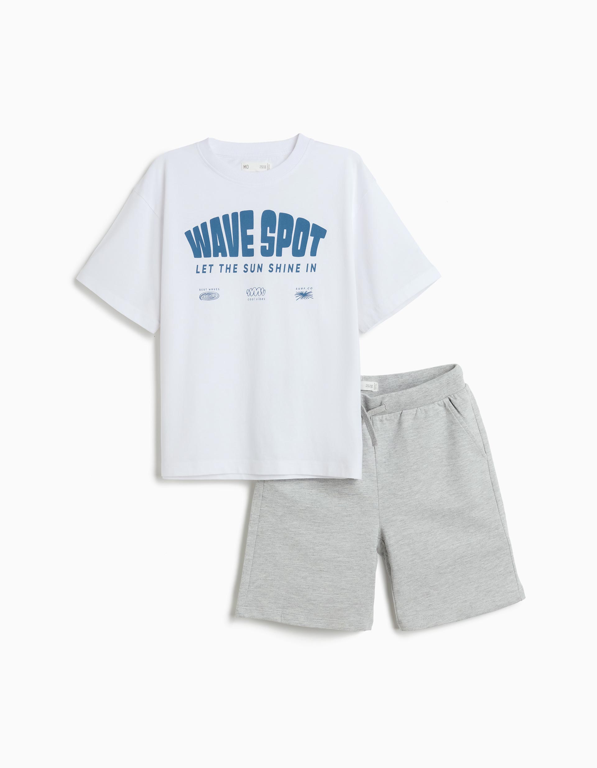 Conjunto T-shirt e Calções, Menino, Cinzento Claro