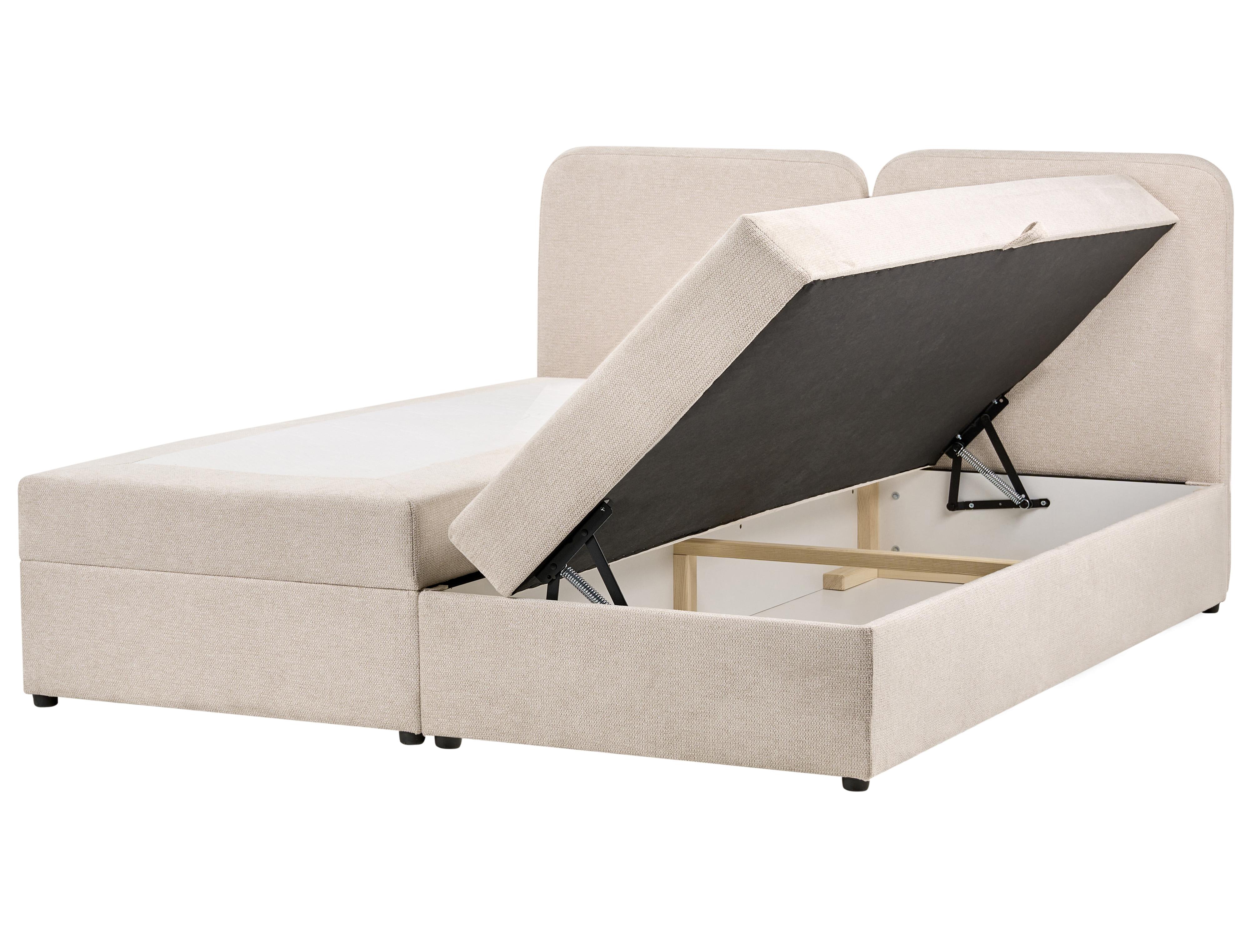 Divan Bed with Storage Fabric CHANCELLOR 180 x 200 cm (EU Super King) Light Beige