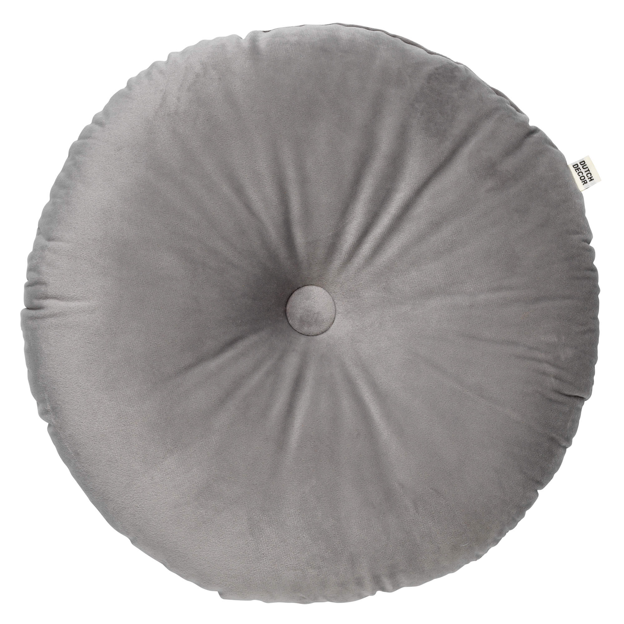 OLLY - sierkussen Ø38 cm - rond velvet - Micro Chip - grijs