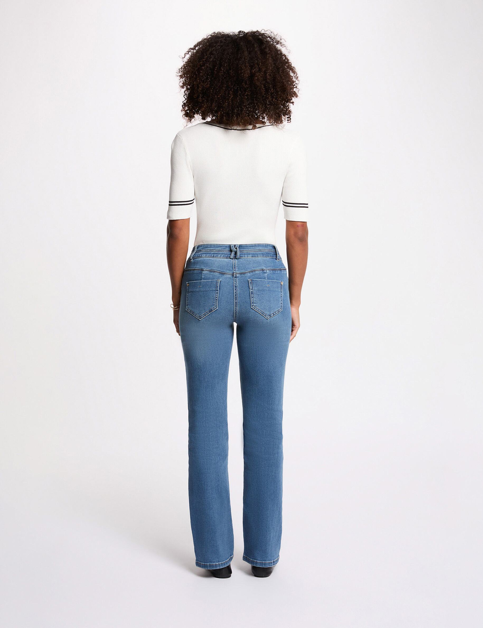 Fitted V-Neck Sweater White Women