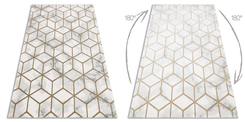 Dywan EMERALD ekskluzywny 1014 glamour, stylowy kostka krem / 80x150 cm
