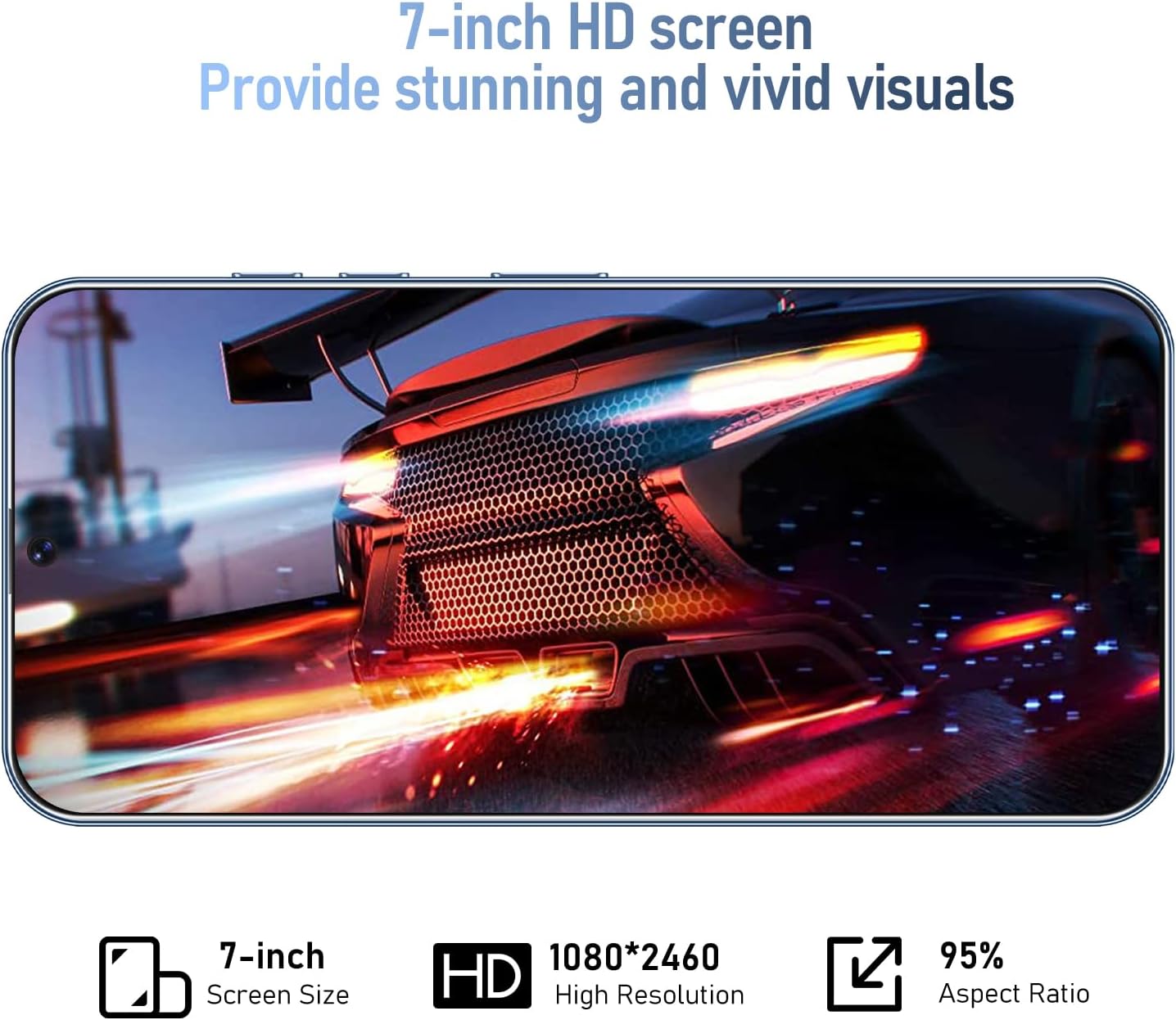 I24 Ultra Unlocked Phone 8GB+256GB Android Cell Phone 7 inch HD Screen Mobile Phone 108MP+48MP Camera 6800 mAh Extra Large Battery 5G Dual SIM (Titanium Blue)