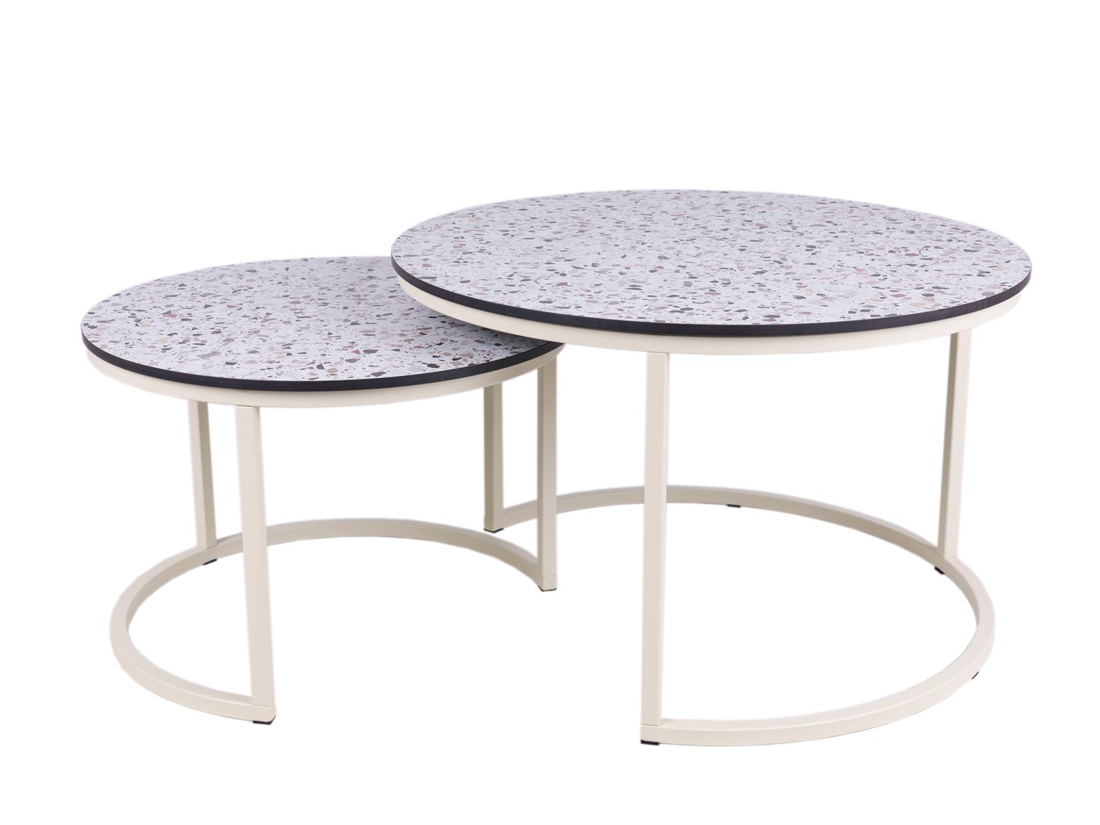 MaximaVida ronde salontafel set Lucca XL 75 en 58 cm ivoor – HPL terrazzo look
