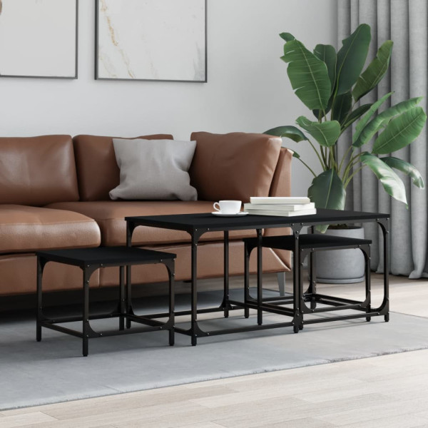 Stolik Kawowy Ława Stół Czarny 100x50x45.39x39x34 Do Salonu Do Pokoju