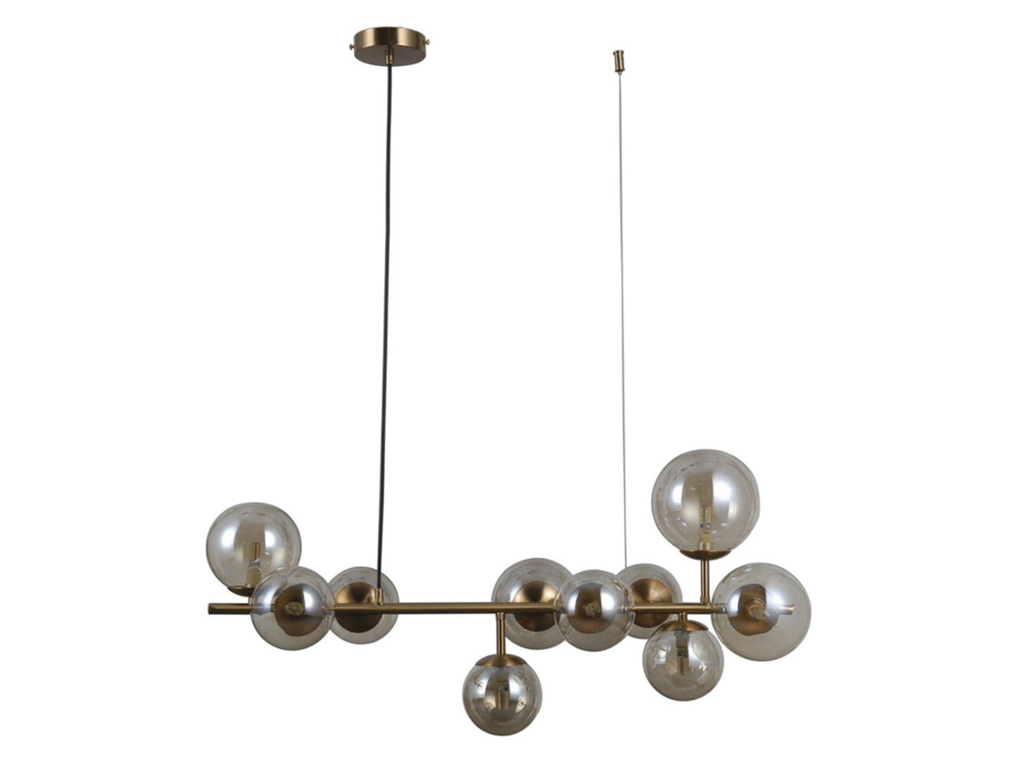 Lampa wisząca Frontera 10-punktowa szklana miedziana