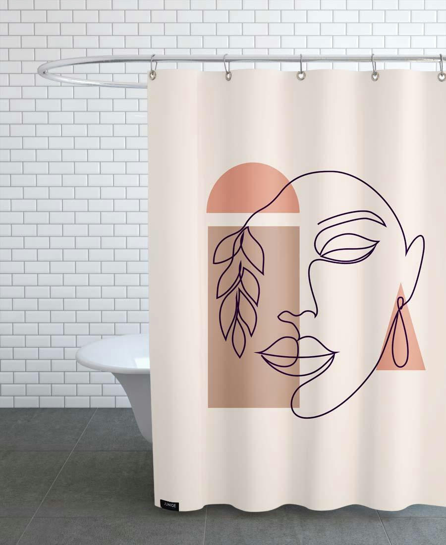 AUTUMN - Rideau de douche en polyester en blanc ivoire 150x200