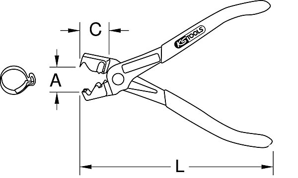 KS Tools - 115.1045 - Pince pour colliers Clic, 0-38 mm