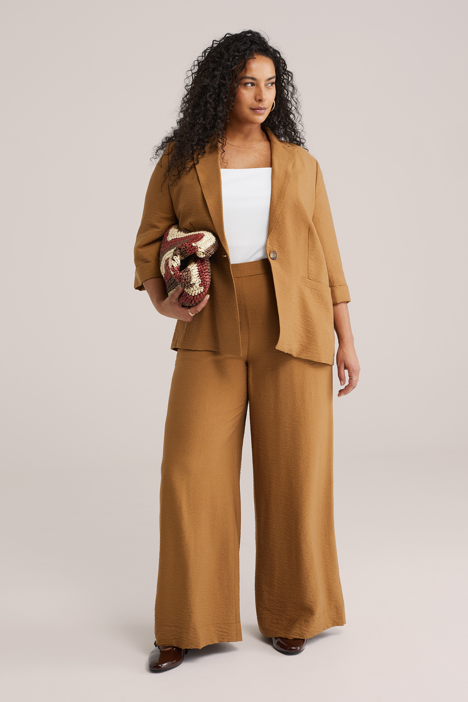 Dames regular fit blazer met structuur - Curve