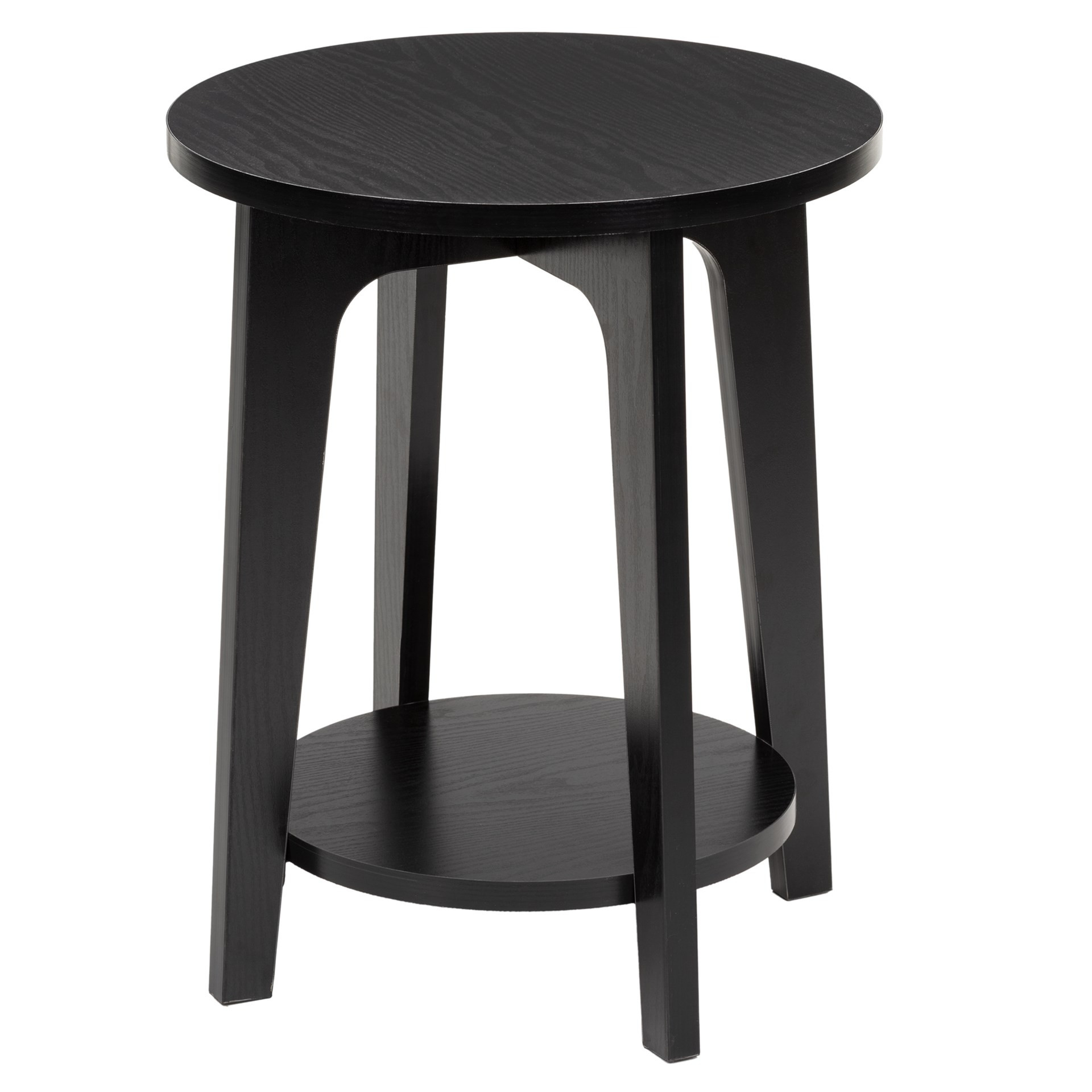 Stolik kawowy czarny 40 cm okrągły z półką, do salonu, sypialni