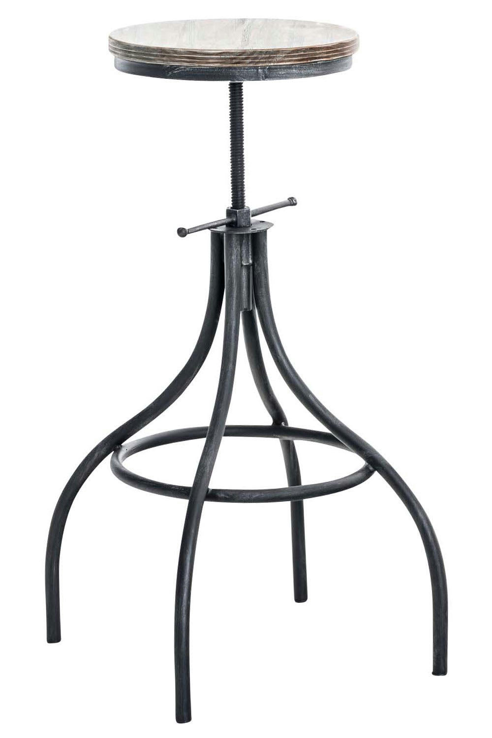 JOS - Tabouret de bar industriel réglable en métal Argent antique