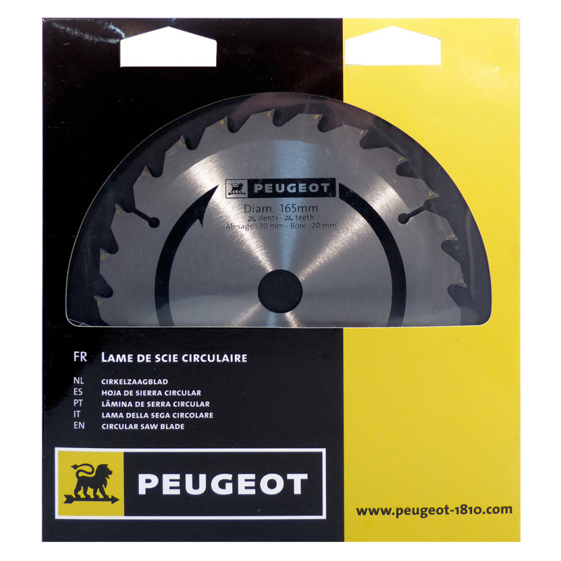 Lame de scie à pastilles carbure 24 dents Ø 165 mm PEUGEOT