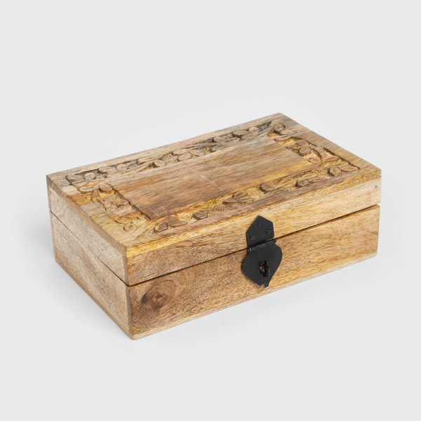 Szkatułka na biżuterię SOMBRE drewniana żłobiona 22x14x8 cm HOMLA